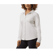 32 Degrees Ladies Soft Fleece Button Up Shirt, Cream, XXL