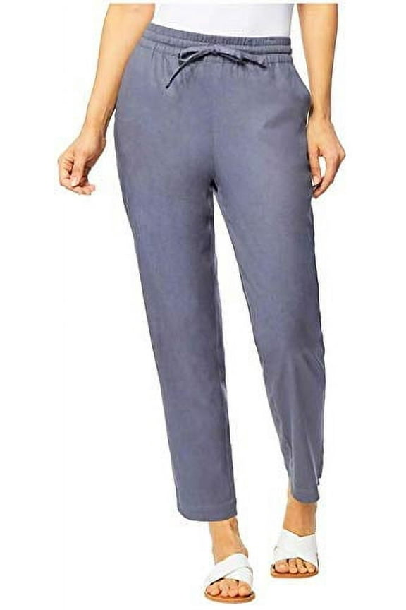 Ladies' Stretch Linen Blend Pant (Gray, S)