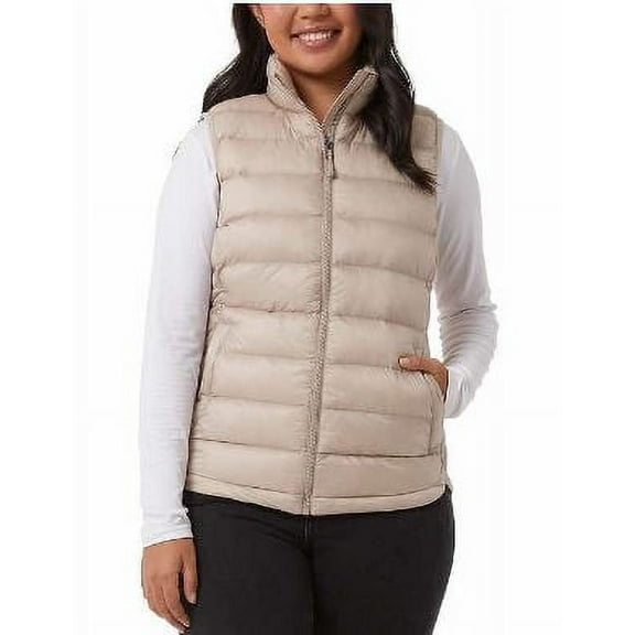 32 Degrees Ladies' Zippered Lightweight Warmth Vest, Beige 2XL