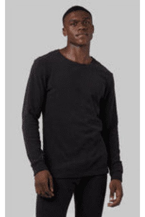 MEN'S HEAVYWEIGHT FLEECE BASELAYER CREW TOP - Black, S