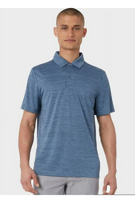 MEN'S MICRO STRIPE POLO (M, Blue Mirage)