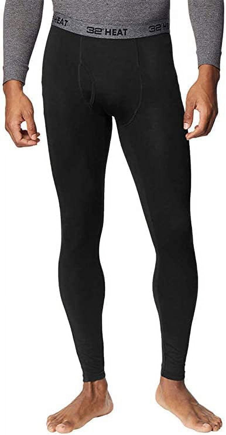 32 Degrees Men's Base Layer Thermal Pant, 2 Pack, Black Men Winter Thermal SMALL | UK