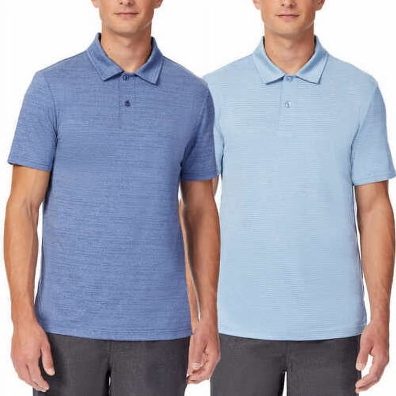 32 Degrees Men's 2-Pack Performance Quick Dry Soft Stretch Polo Shirts, Blue XXL