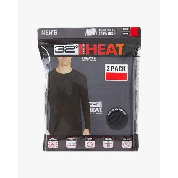 32 Degrees Men's 2-Pack Performance Thermal Baselayer Crewneck Top