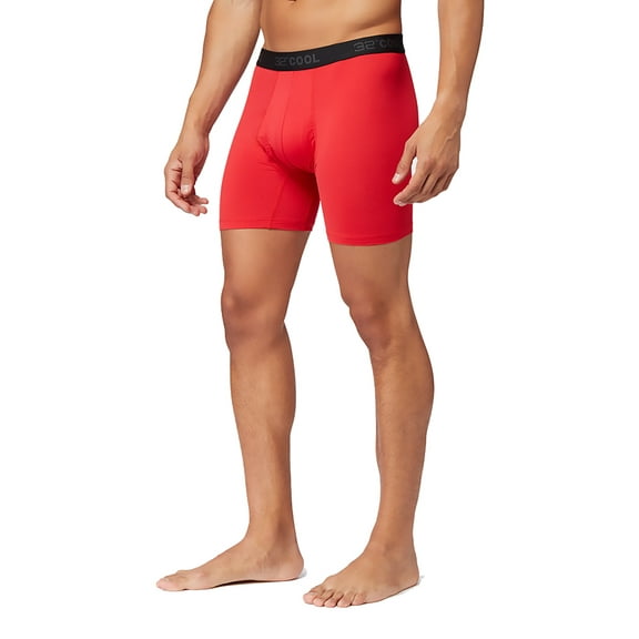 32 DEGREES Mens Active Mesh Boxer Brief, Fire Engine, XXLarge