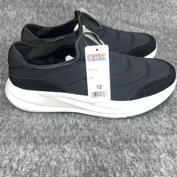 32 Degrees Men's Black Sneakers Slip On New Men's Black Puffer Sneaker Size 12
