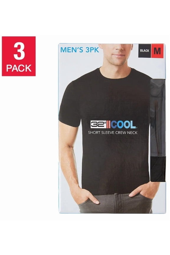 Men's Cool Tee, 3-pack, Black, Size 2X