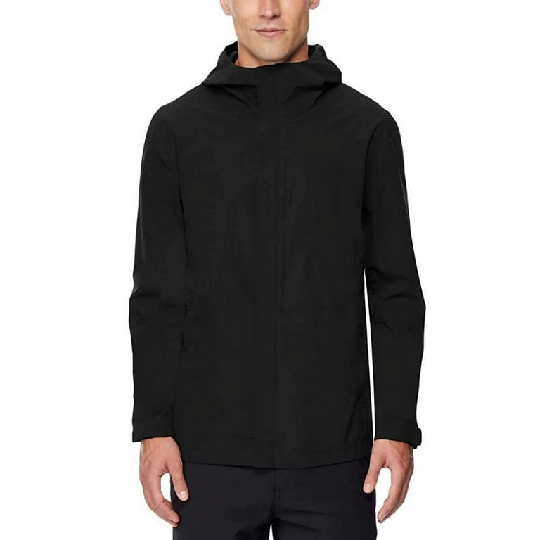 32 Degrees Men's Hooded Packable Rain Jacket, Black, Medium - Walmart.com