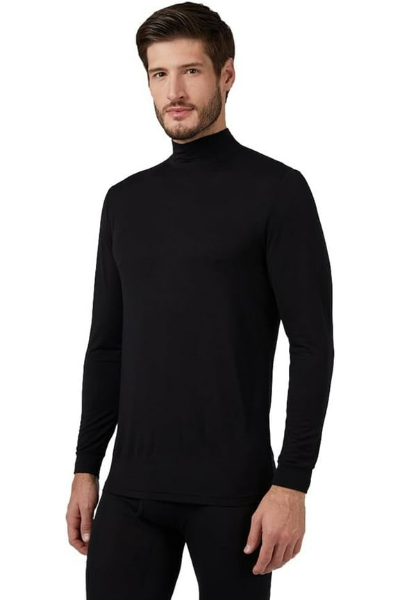 Men's Lightweight Baselayer Mock Top | Form Fitting | Long Sleeve |4-Way Stretch | Thermal(Black, Medium)