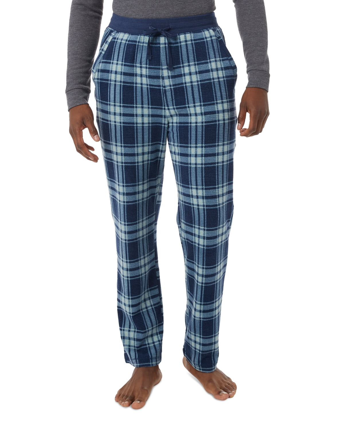 32 Degrees Men s Tapered Twill Plaid Pajama Pants Tartan Blue Small Walmart