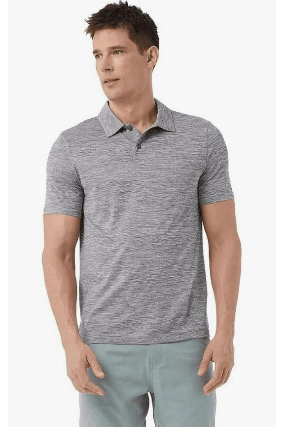 Men’s Ultra-Sonic Polo | Slim Fit | Breathable | Moisture Wicking | Anti-Odor | Golf (XXL, Charcoal Space Dye)