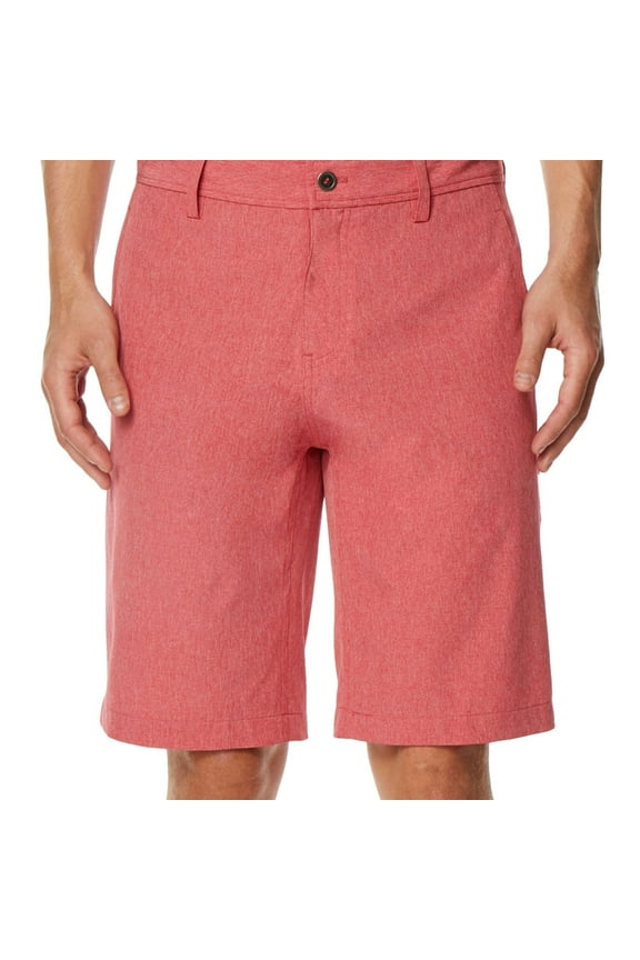 Mens Heathered Casual Chino Shorts, Red, 30