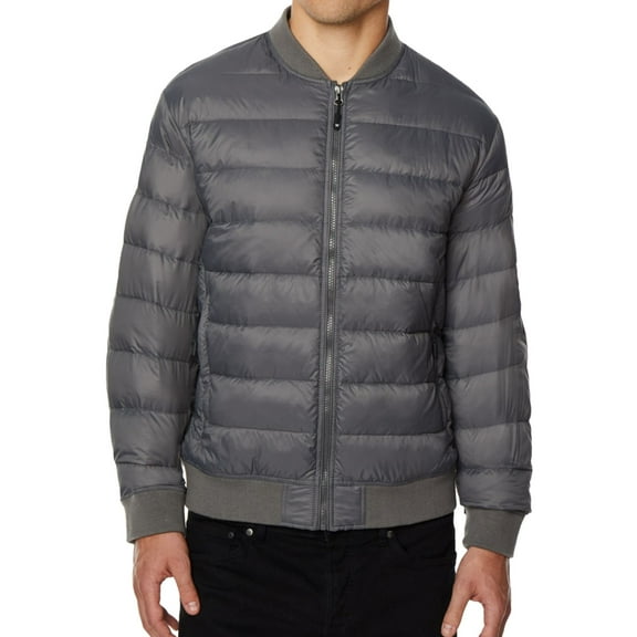 32 Degrees Mens Packable Down Bomber Jacket, Grey, X-Large