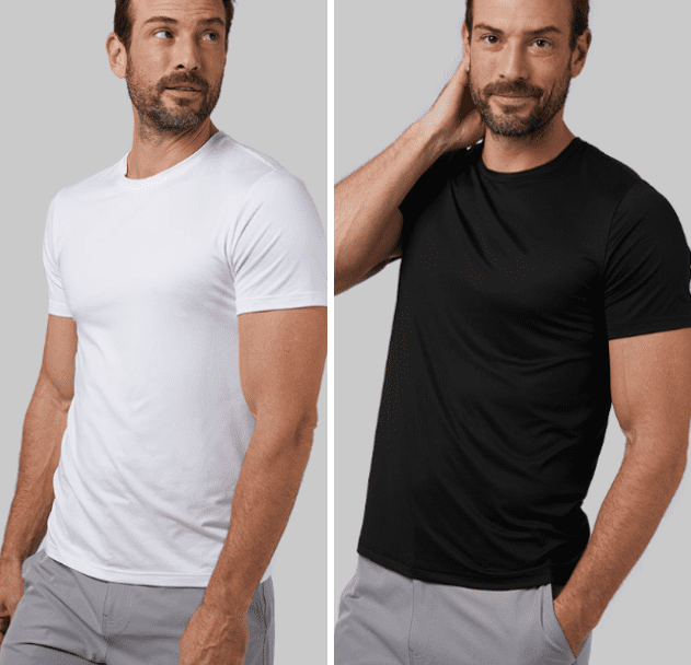 32 DEGREES Mens Short Sleeve Crew Neck Cool Tee, 2 Pack, Black and White, Medium