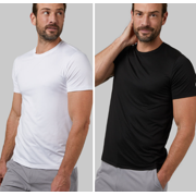 32 Degrees Mens Short Sleeve Crew Neck Cool Tee, 2 Pack, Black and White, Medium