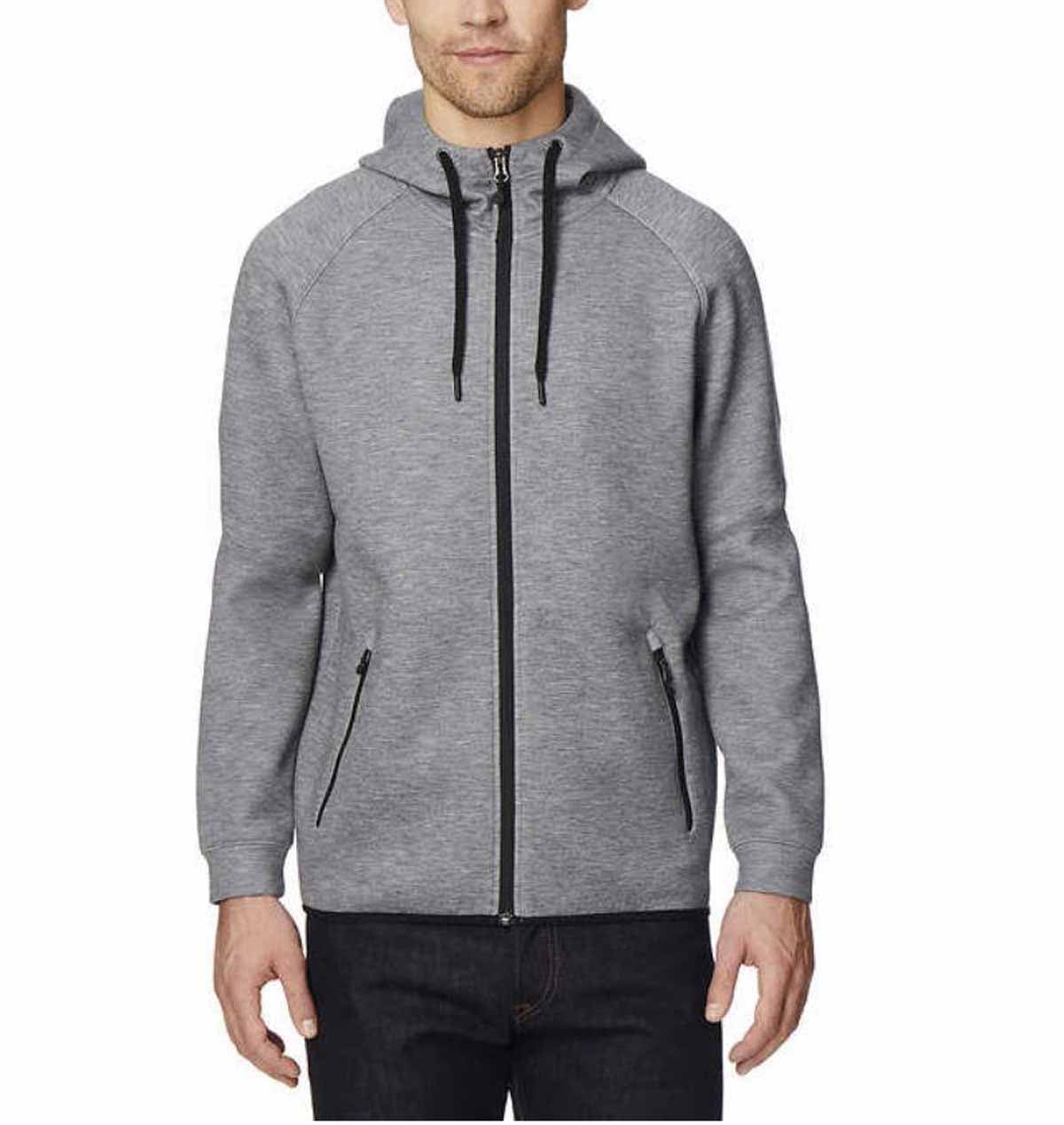 32 Degrees Mens Tech Fleece Full Zip Jacket Heather Grey Medium