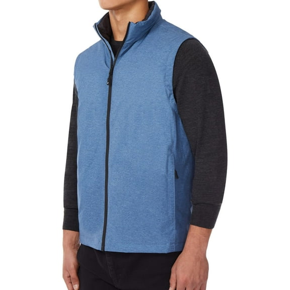 32 Degrees Mens Water-Resistant Quilted Vest, Blue, Small