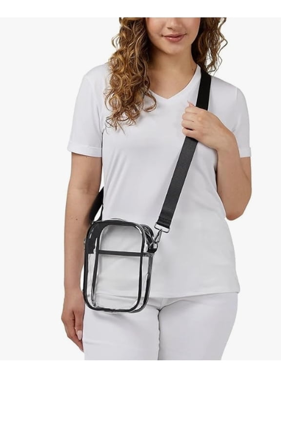 Stadium Events Approved, Cool Unisex Crossbody Clear Bag with Inside Pocket & Adjustable/Removable Strap