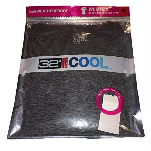 32 Degrees Weatherproof Womens Short Sleeve Scoop Neck, Grey, Medium