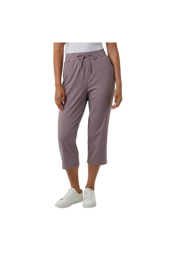 Women Nylon Lux Capri (US, Alpha, Large, Regular, Regular, Purple)