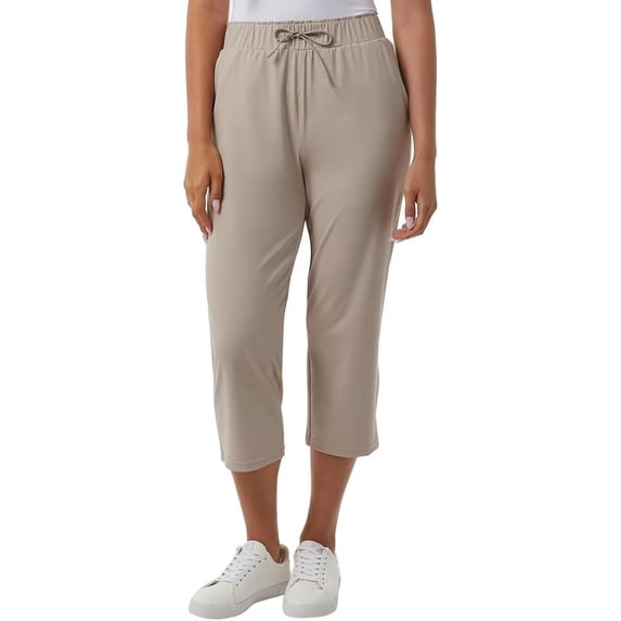 32 Degrees Women's Nylon Lux Capri, Cropped Length, Tan, Small