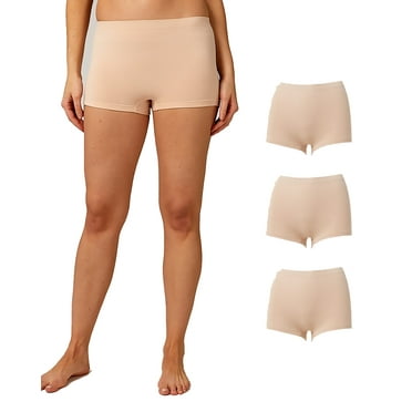 32 Degrees Women's 3-Pack Seamless Stretch Comfort Boy Shorts - Tan - Large