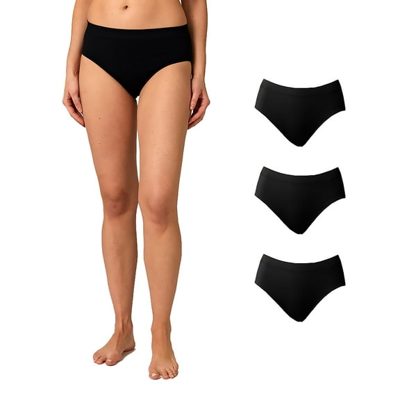 32 Degrees Women's 3-Pack Seamless Stretch Comfort Briefs - Black - XX-Large