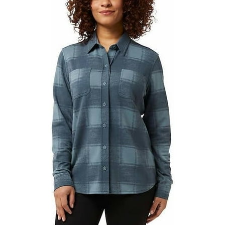 32 Degrees Women's 4-way Stretch Soft Button-Up Shirt-Green / S