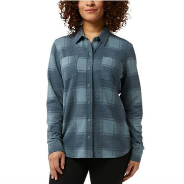 32 Degrees Women's 4-way Stretch Soft Button-Up Shirt (Green, XL)
