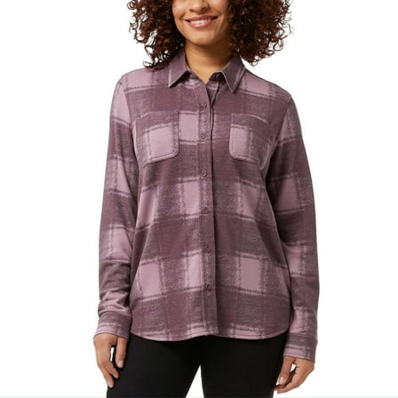 32 Degrees Women's 4-way Stretch Soft Button-Up Shirt (Purple, S)