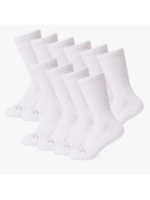 Women's 5 Pack Comfort Crew Socks | Anti-Odor | Arch Support | Active | Casual | Work, White, Medium