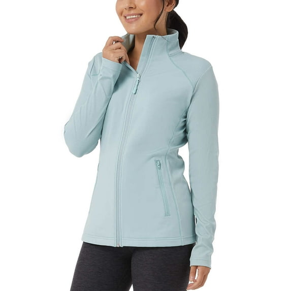 32 Degrees Women's Active Mock Neck Full Zip Jacket, Hippie Blue Small
