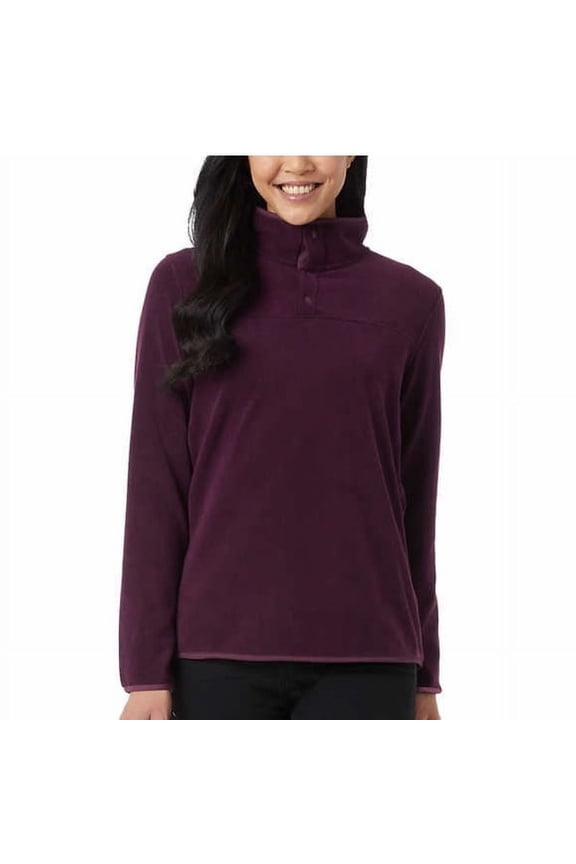 Women's Button Snap Fleece Pullover (Port Grape, S)