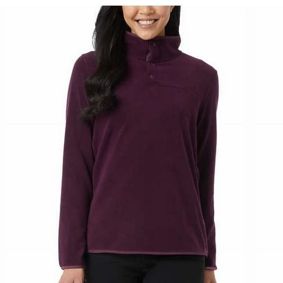32 Degrees Women's Button Snap Fleece Pullover (Port Grape, S)