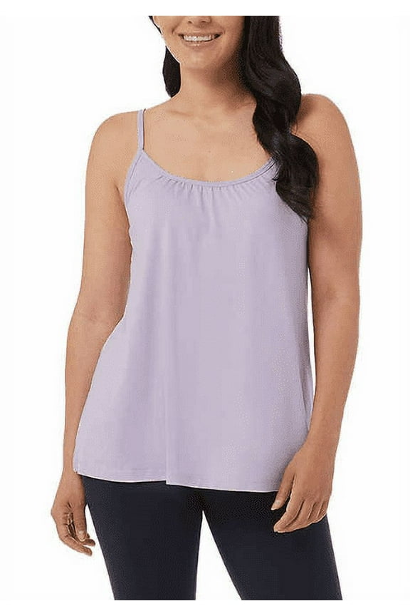 Women's Cool Flowy Bra Cami with Built-in Cups Heather Lilac, XL