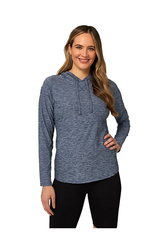 Women's Cool Long-Sleeve Hooded T-Shirt - Inky Indigo - Small