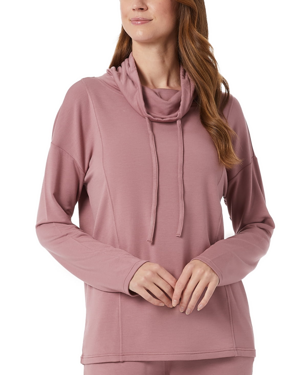 Pink cowl neck sweatshirt hot sale