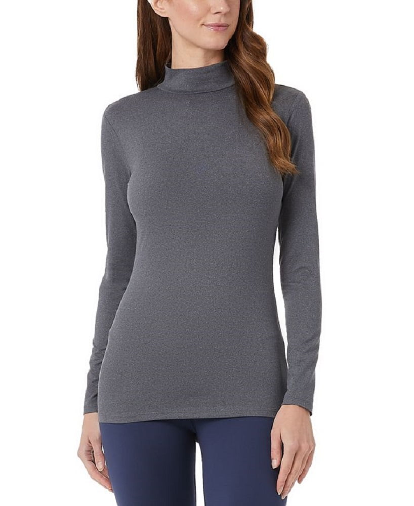 32 Degrees Women's Cozy Heat Mock Neck Long Sleeve Top Gray Size Medium