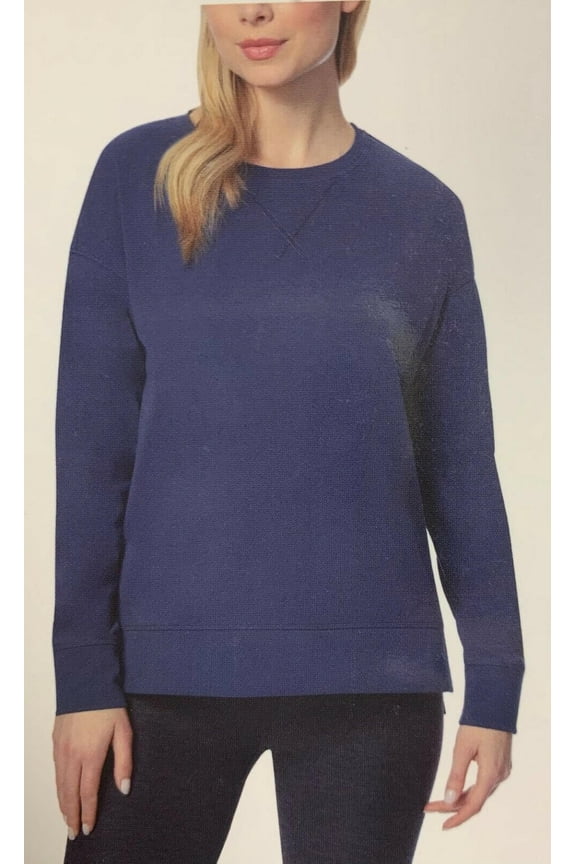 Women's Fleece Crewneck Pullover Sweatshirt, Indigo Small - NEW