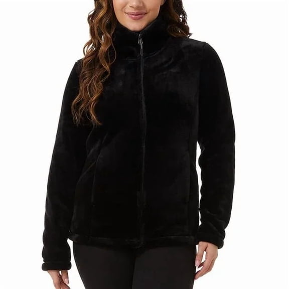 32 Degrees Women's Full Zip Plush Jacket L Black