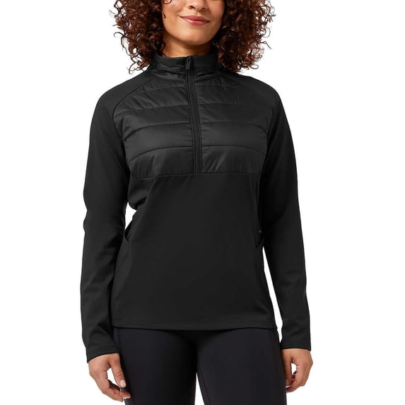 32 Degrees Women's Half Zip Fleece Lined Stretch Comfort Sweatshirt Active Top-Black / S