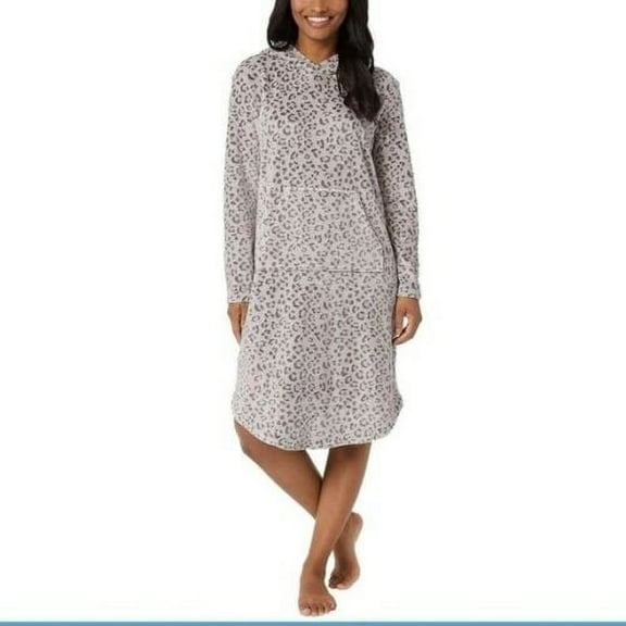 32 Degrees Women’s Leopard Print Super Soft Cozy Plush Velour Kangaroo Pocket Lounger Hoodie