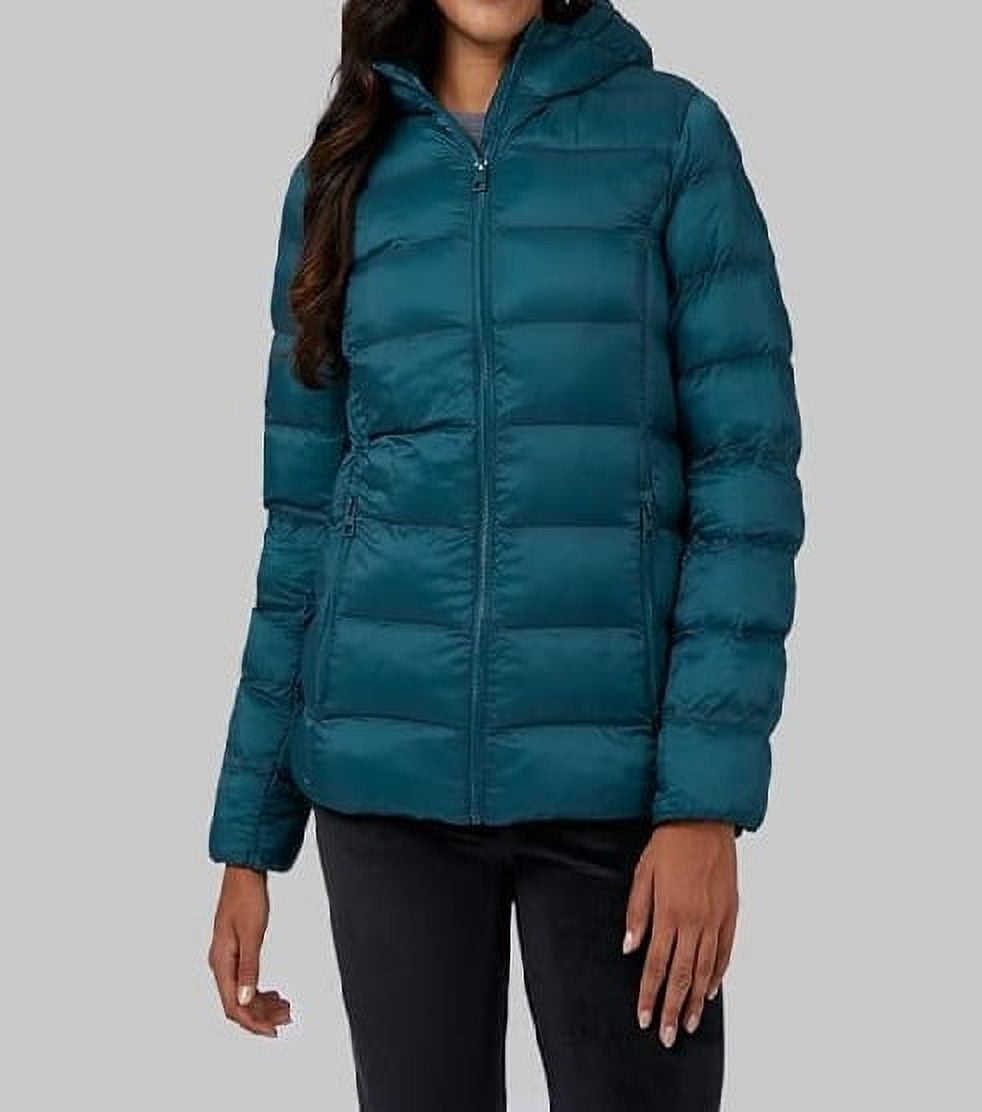 32 Degrees Women s Lightweight Recycled Poly Fill Packable Hooded Jacket Zippered Pockets Water Repellent