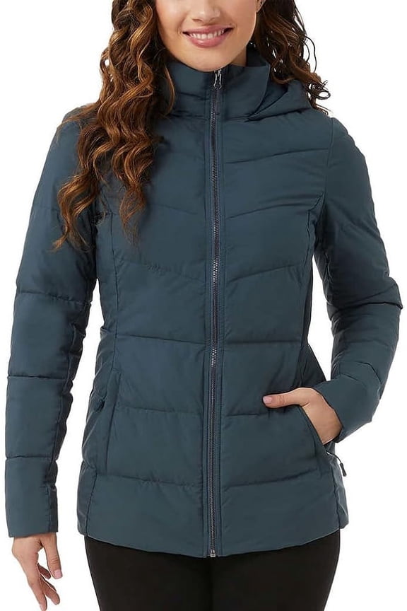 Women's Lightweight Relaxed Fit Puffer Jacket, Blue, XL