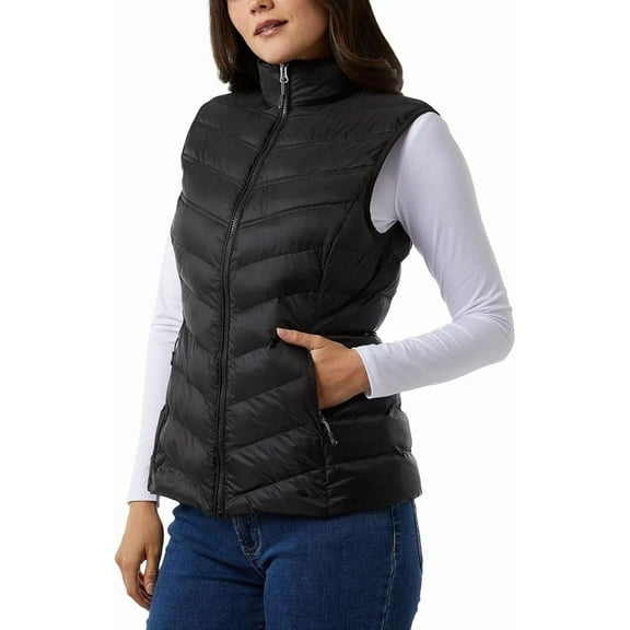 32 Degrees Women’s Lightweight Warmth Stand Up Collar Vest (Black,Small)