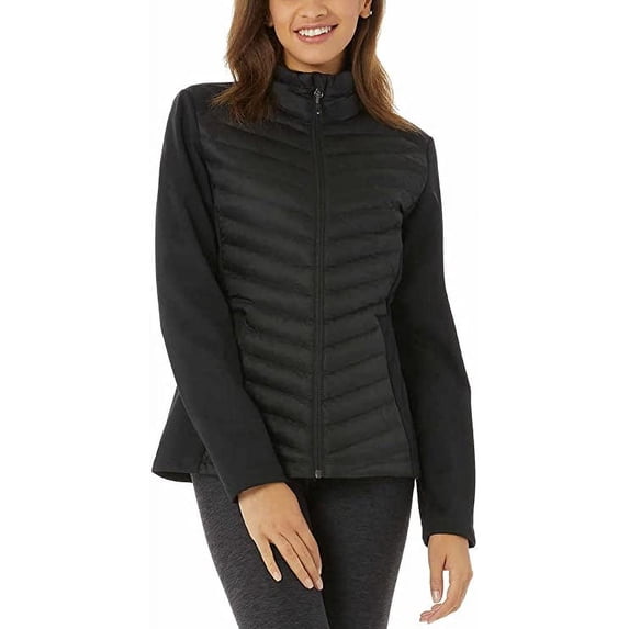 32 Degrees Women's Mixed Media Jacket (Black,XXL)