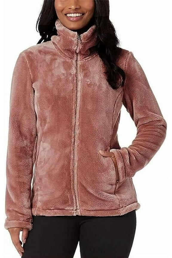 Women's Plush Luxe Fur Super Soft Full Zip Outwear Jacket Size: S, Color: Deep Blush