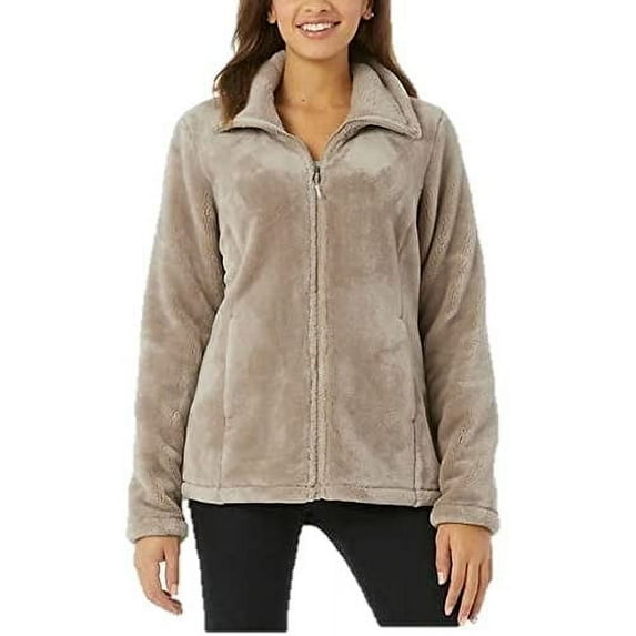 32 Degrees Women's Plush Luxe Fur Super Soft Full Zip Outwear Jacket Size: XXL, Color: Goat