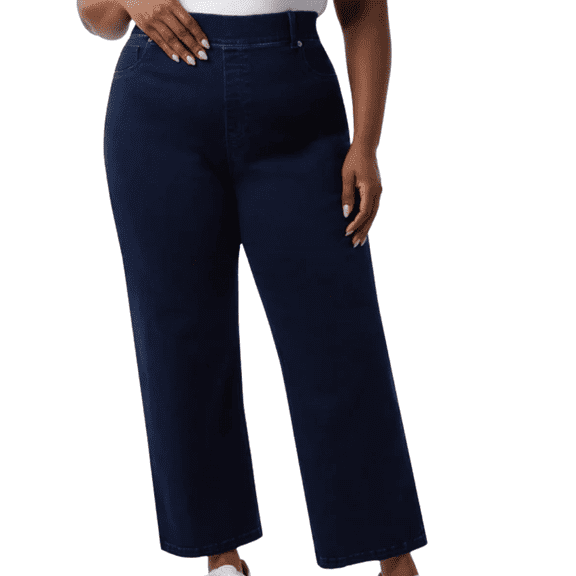 32 Degrees Women’s Pull-on Jeans with Wide Waistband, Blue, 2X