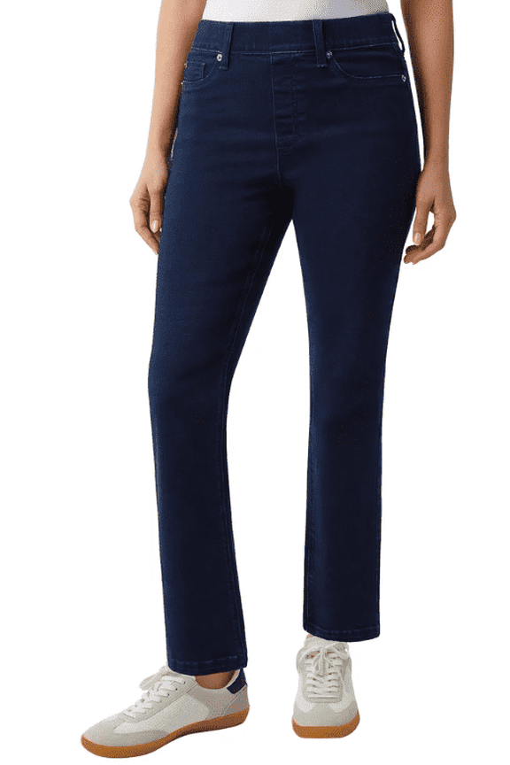 Women’s Pull-on Jeans with Wide Waistband, Blue, XXL